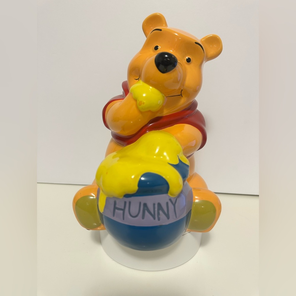 Vintage Disney Winnie the Pooh Hunny Pot 9" Ceramic Coin Piggy Bank w/Plug